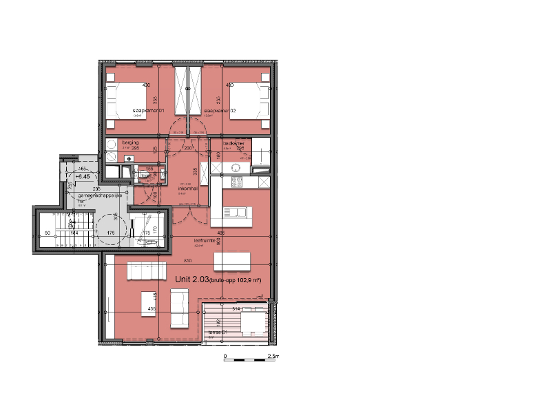 KORTEMARK: Appartement 2.03 met 2 slaapkamers en ruim zitterras gelegen op de tweede verdieping van Nieuwbouwresidentie Mila en Nora foto 3