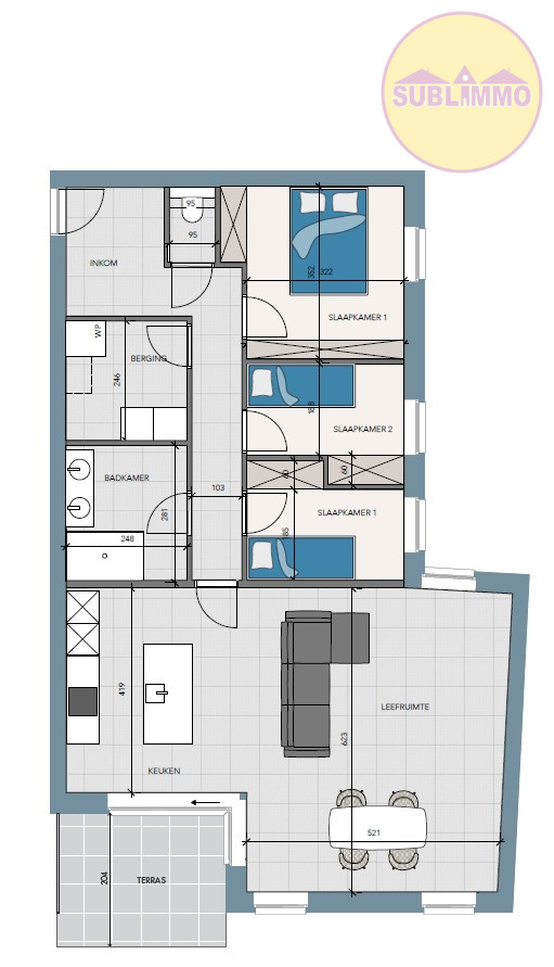 Nieuwbouwappartement op de eerste verdieping (118,50 m²) met 3 slaapkamers en terras. foto 10