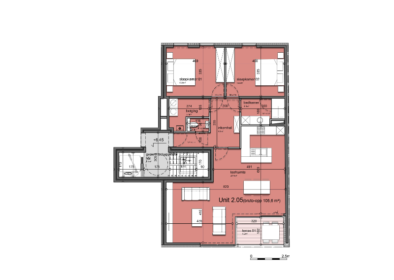 KORTEMARK: Appartement 2.05 met 2 slaapkamers en zitterras gelegen op de tweede verdieping van Nieuwbouwresidentie Mila en Nora foto 3