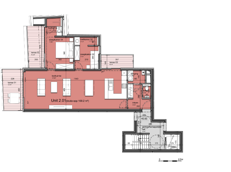 KORTEMARK: Appartement 2.01 met 2 slaapkamers en 3 zitterrassen gelegen op de tweede verdieping van Nieuwbouwresidentie Mila en Nora foto 4