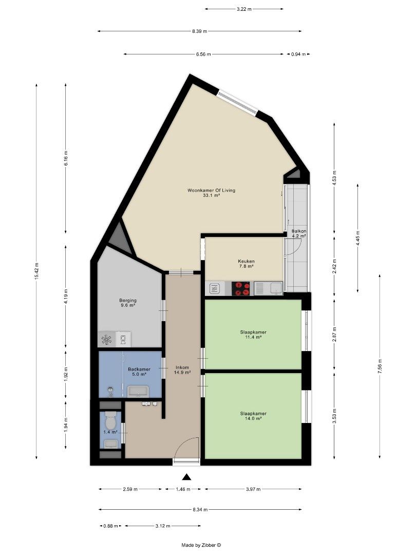 Appartement met 2 slaapkamers, kelder en garage foto 18