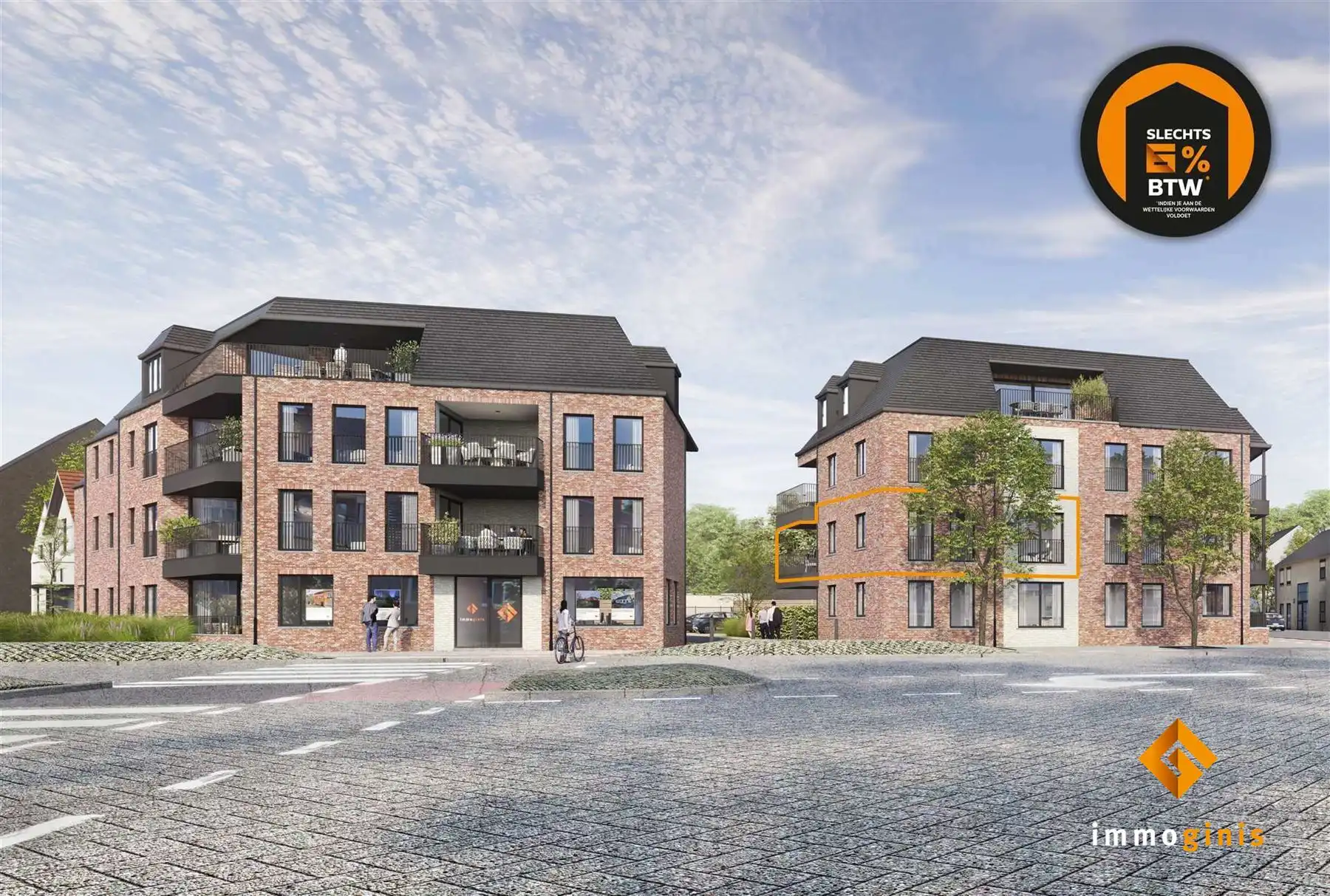 OPEN WERF! Eerste verdieping: appartement met 2 slaapkamers en ruim overdekt terras.  foto 2