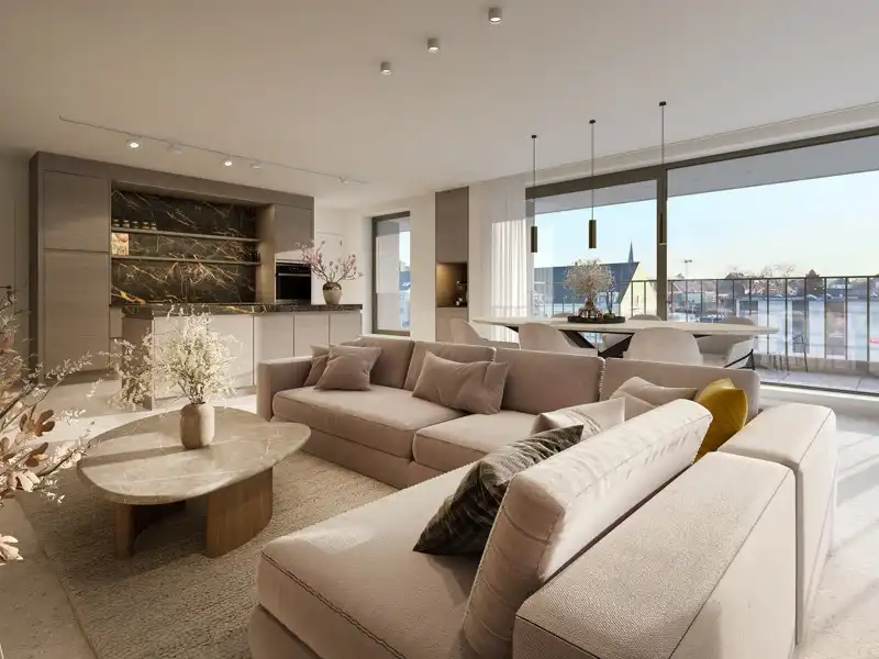 MOGELIJKHEID AANKOOP NIEUWBOUW à 6% BTW - LUXUEUS GELIJKSVLOERS APPARTEMENT TE KOOP OP TOPLOCATIE IN LOCHRISTI (WACHTEBEKE) - PRIJS INCLUSIEF ONDERGRONDSE PARKEERPLAATS EN KELDERBERGING foto 7