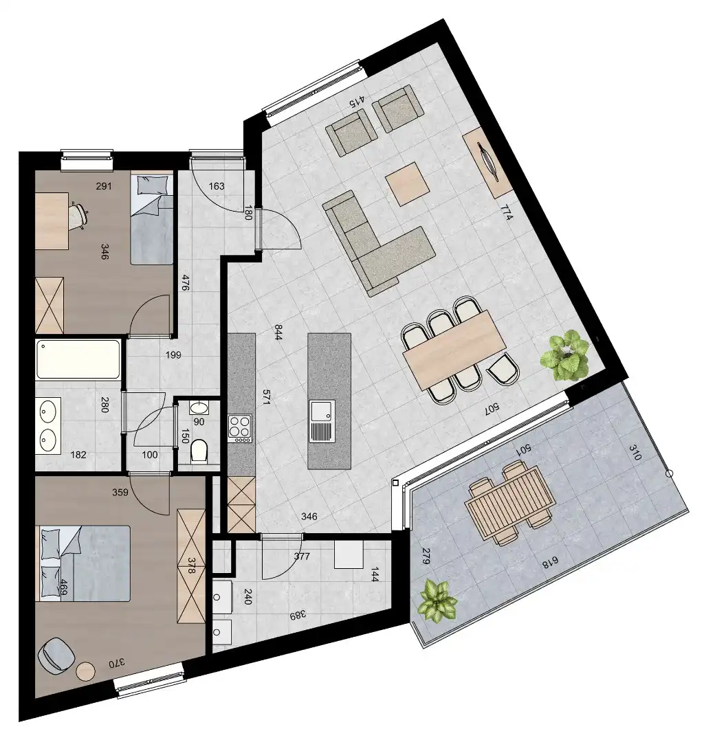 Ruim appartement (117 m²) met 2 slpk en overdekt terras. foto 2