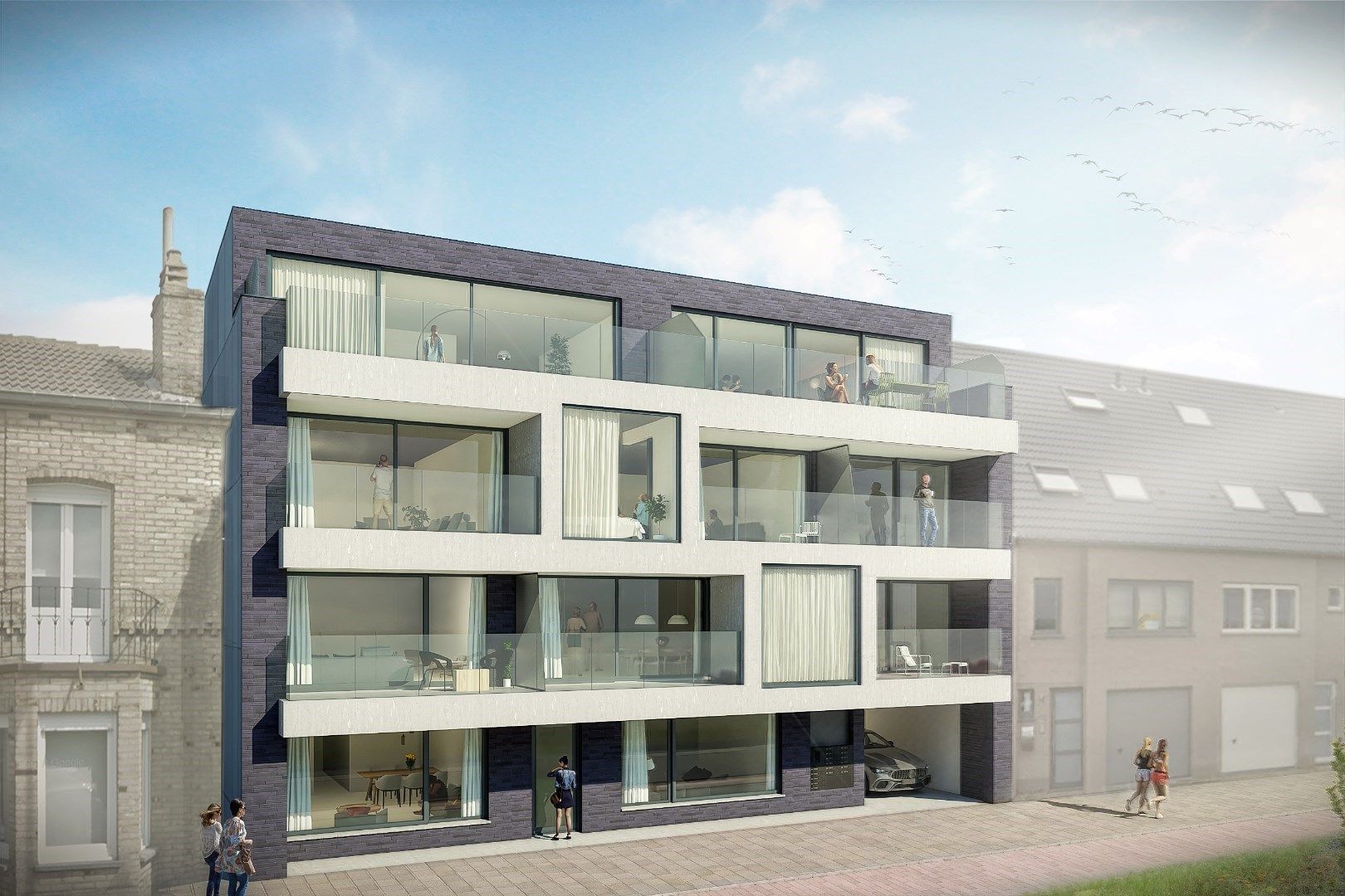 Autostandplaats gelegen In het nieuwbouwproject 'Alfredo' langs de Polderstraat te Bredene foto {{pictureIndex}}