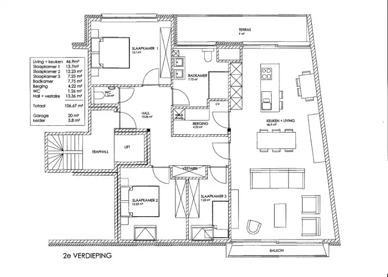 Instapklaar appartement met 2 slaapkamers en terras foto 14
