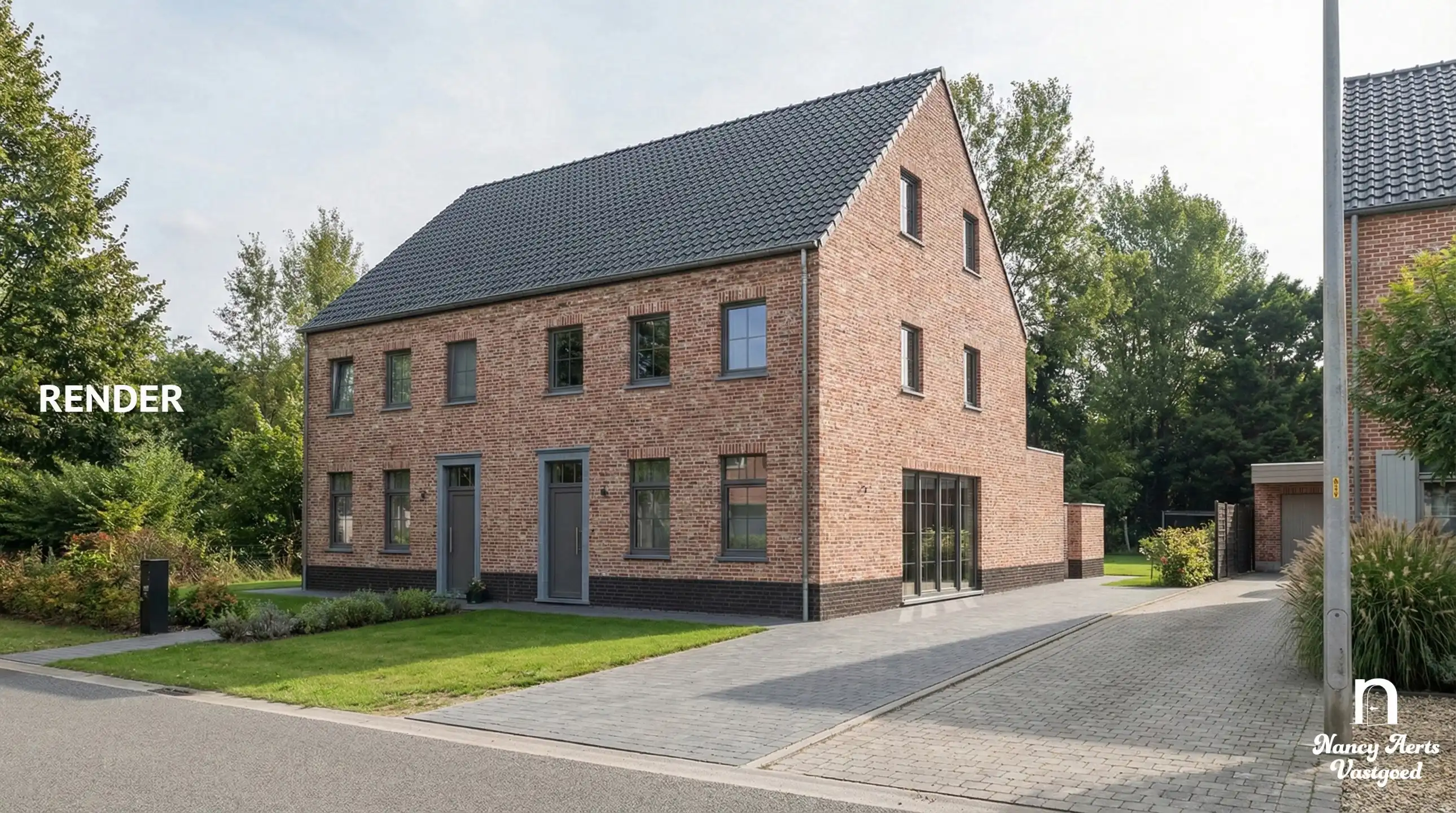Ruime halfopen woning in opbouw met terras in rustige straat foto 22