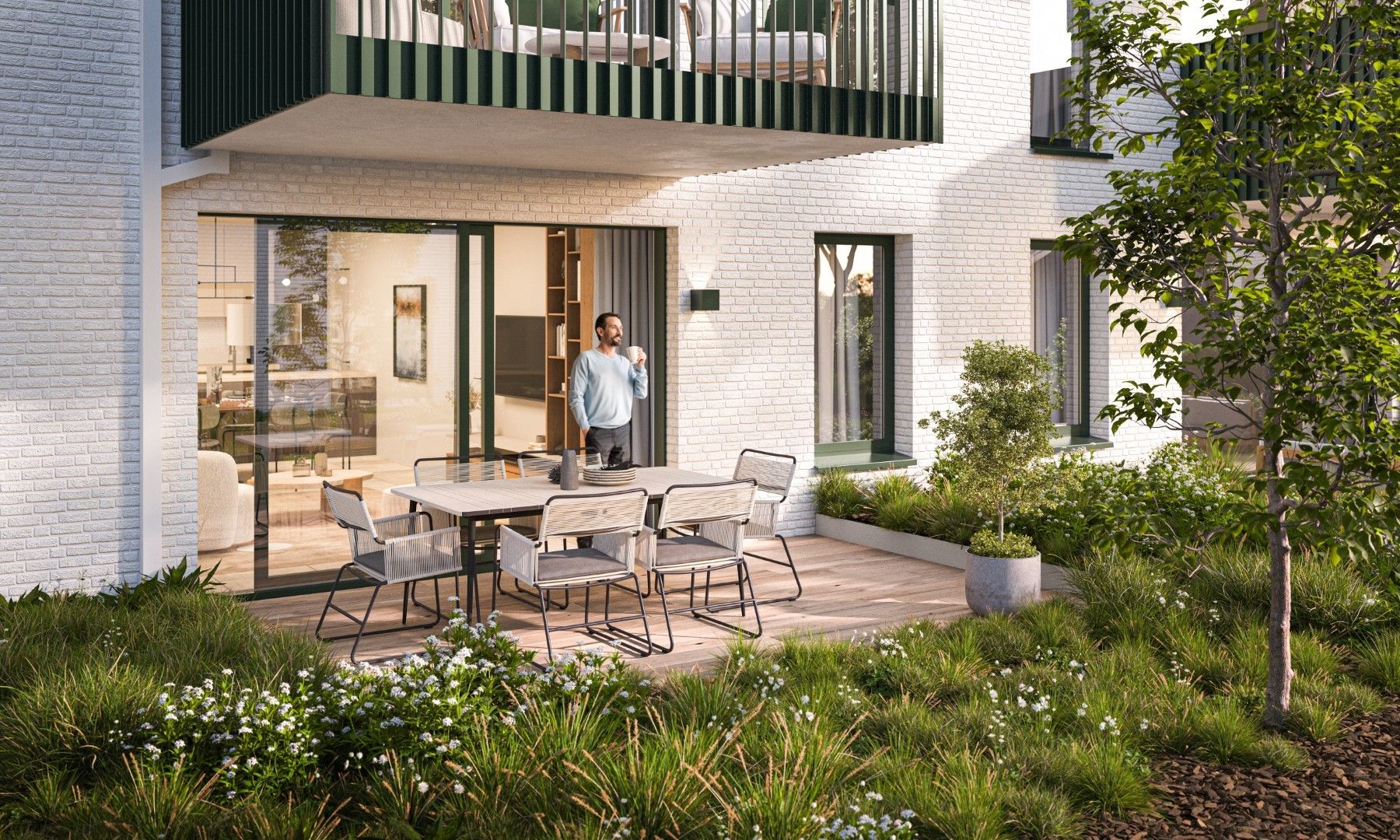 Compact 1-slpk app. met terras aan binnentuin foto 8