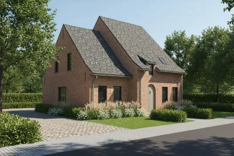 Nieuw te bouwen alleenstaande woning te Krombeke. foto {{pictureIndex}}