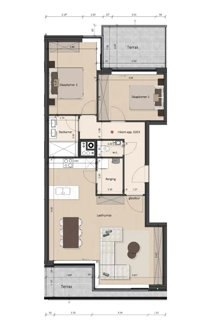 2-slpk appartement met ondergrondse parking te Sint-Michiels foto 15