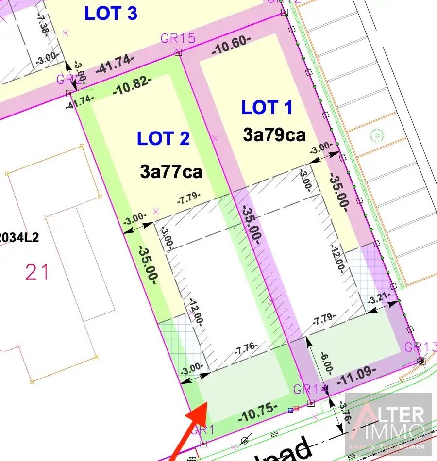 Lot 2 Bouwgrond voor halfopen bebouwing op 3a 77ca foto {{pictureIndex}}