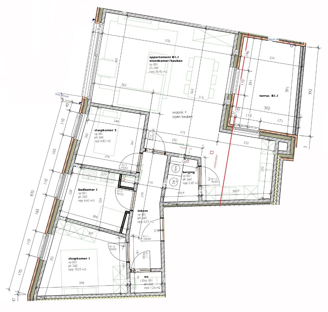 Appartement op de eerste verdieping (B1.1)  van 88,56m² met 2 slaapkamers en terras foto 3