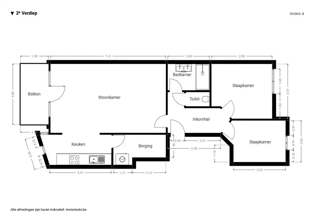 Lichtrijk appartement met 2 slaapkamers, ruim terras en P foto 16