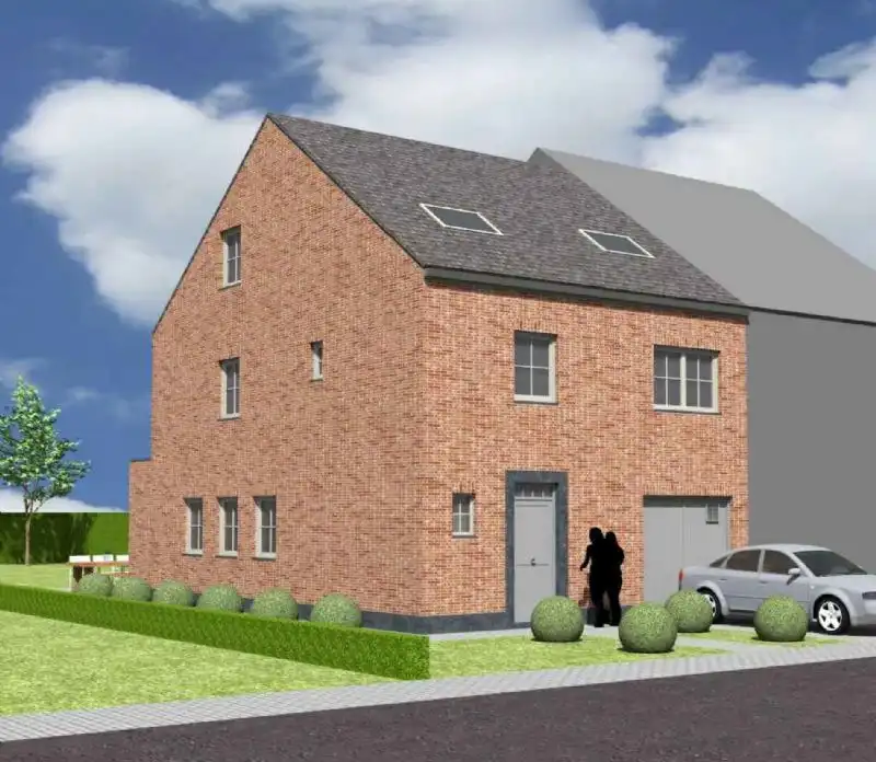 Nieuw te bouwen halfopen woning met vrije keuze van architectuur te Waregem. foto {{pictureIndex}}