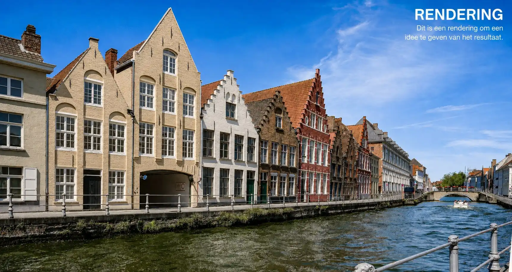 ruim breedhuis met 2 puntgevels aan de Brugse Reien met vergunning voor totaalrenovatie en twee private parkeerplaatsen foto 2