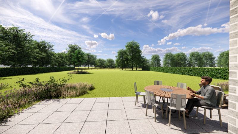 Hooglede. RIANTE NIEUWBOUWVILLA  met 3 slaapkamers en grote garage op tweede linie in oase van groen van 1386m2 via private inrit. Bouwen aan 6% btw is mogelijk ! foto 6
