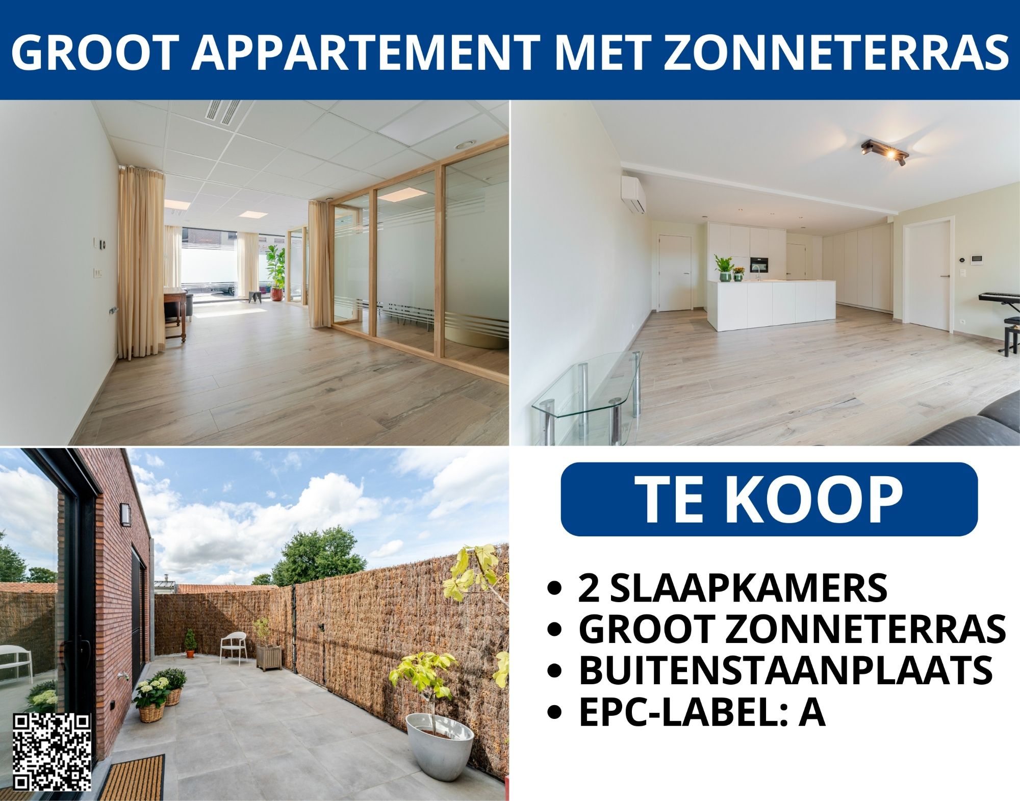 Groot gelijkvloers appartement ( 140m²) met praktijkruimte, 2 slpk en groot terras foto {{pictureIndex}}