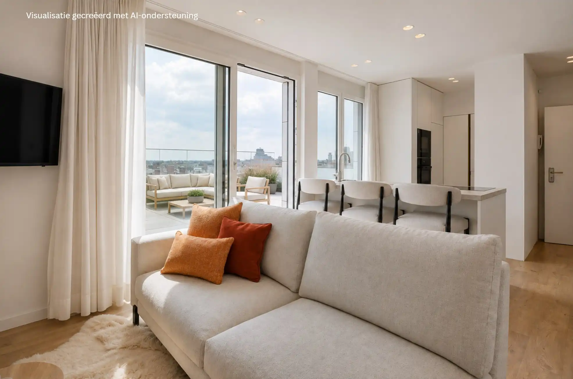Volledig gerenoveerd dakappartement met een terras van ongeveer 45 m². foto 6