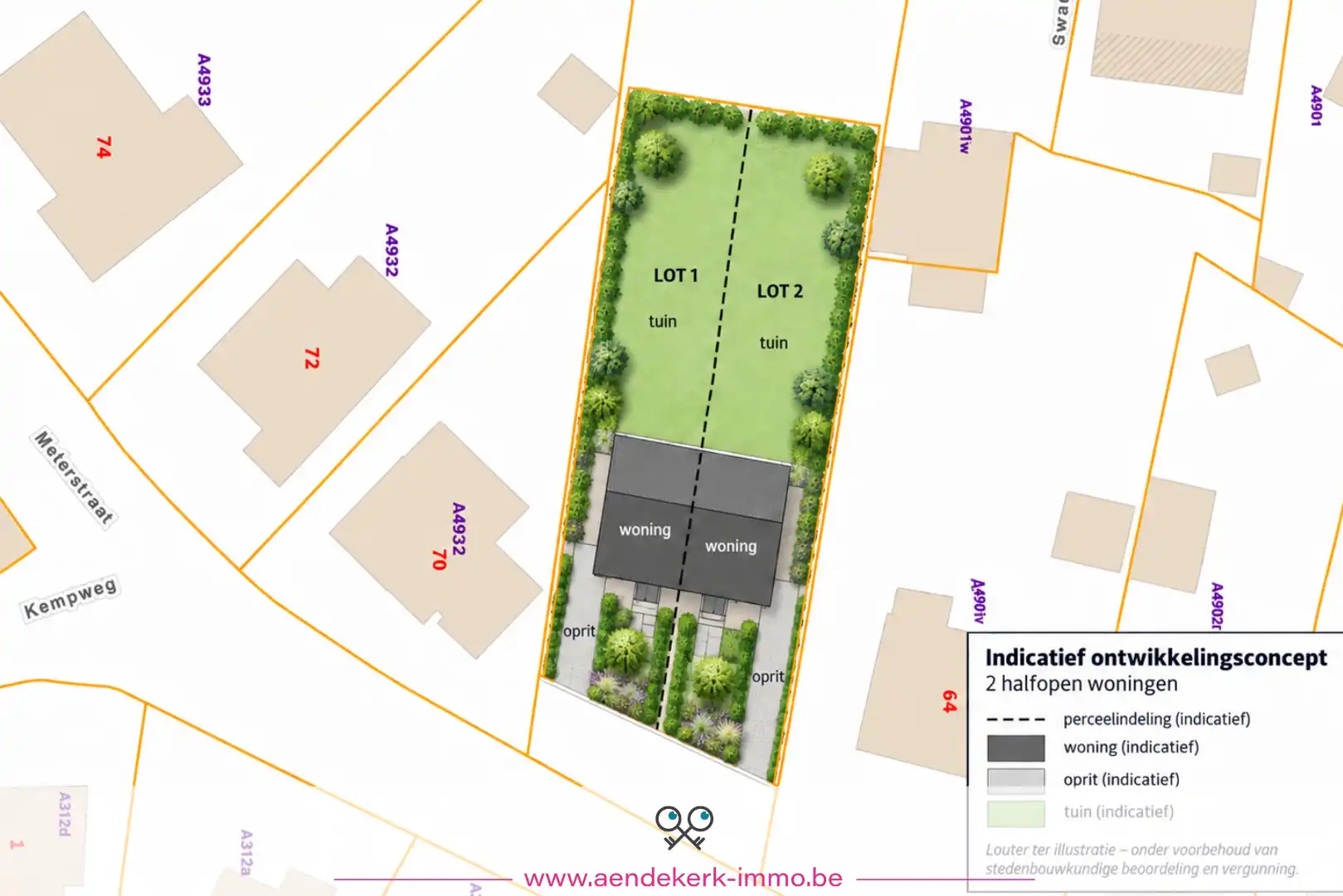 Projectgrond van ca. 1.540 m² met potentieel voor twee halfopen woningen in Kinrooi foto {{pictureIndex}}