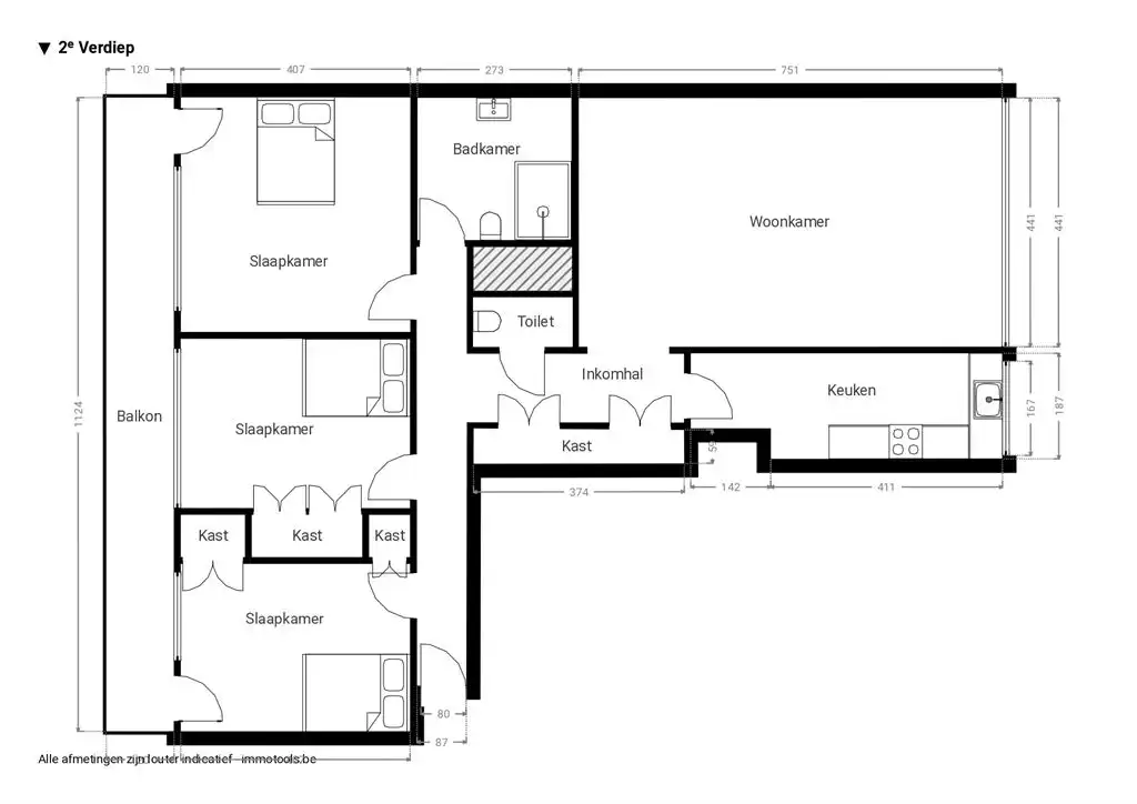 Ruim 3 slpk appartement met terras en garagebox foto 19
