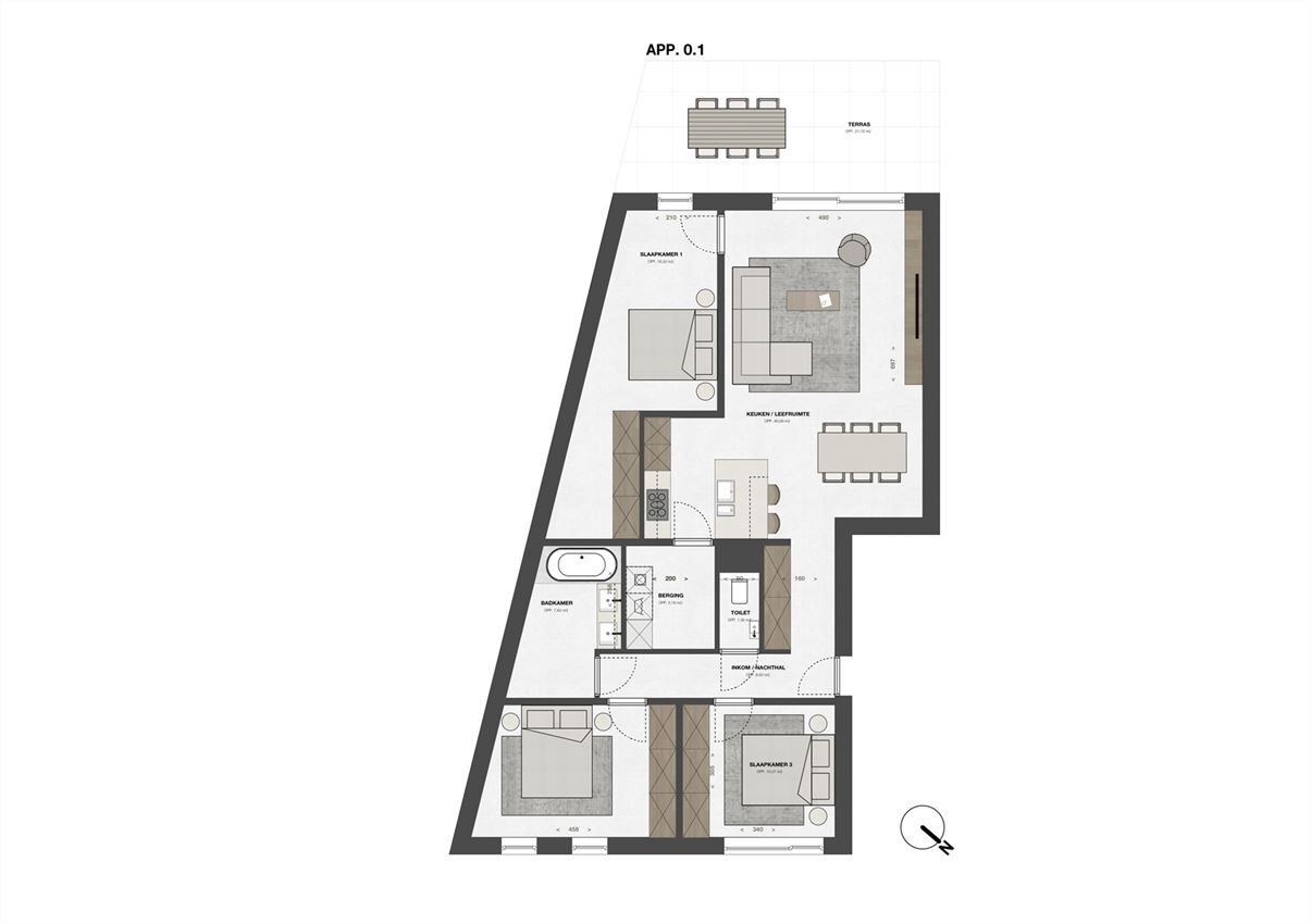 Gelijkvloers appartment met 3slk en tuin foto 3