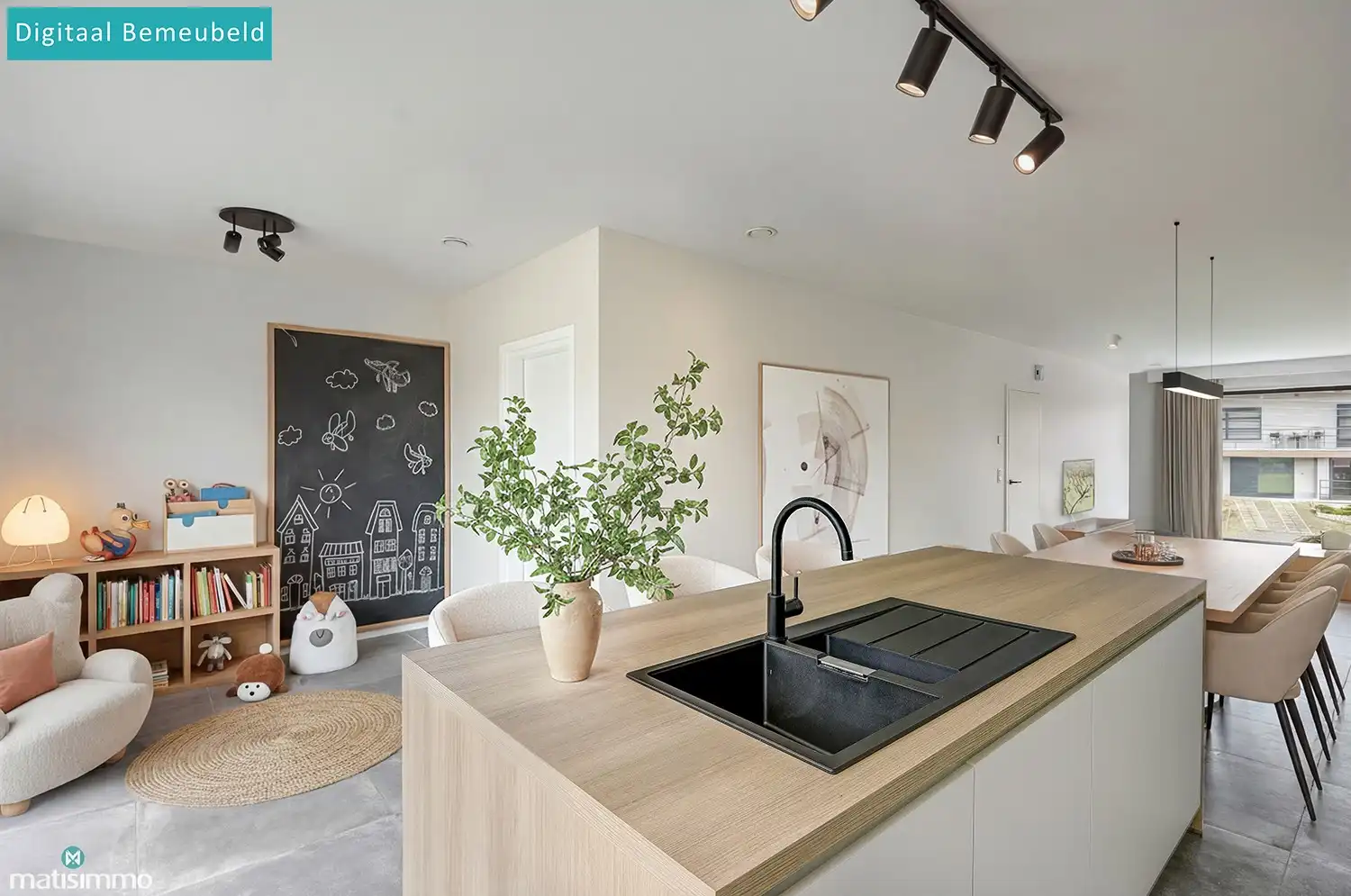 VOLLEDIG AFGEWERKTE EN GESCHILDERDE NIEUWBOUWWONING (EPB E10) MET 3 SLAAPKAMERS, 2 BADKAMERS, 2 GARAGES, KELDER EN AANGELEGDE TUIN IN WERM foto 7