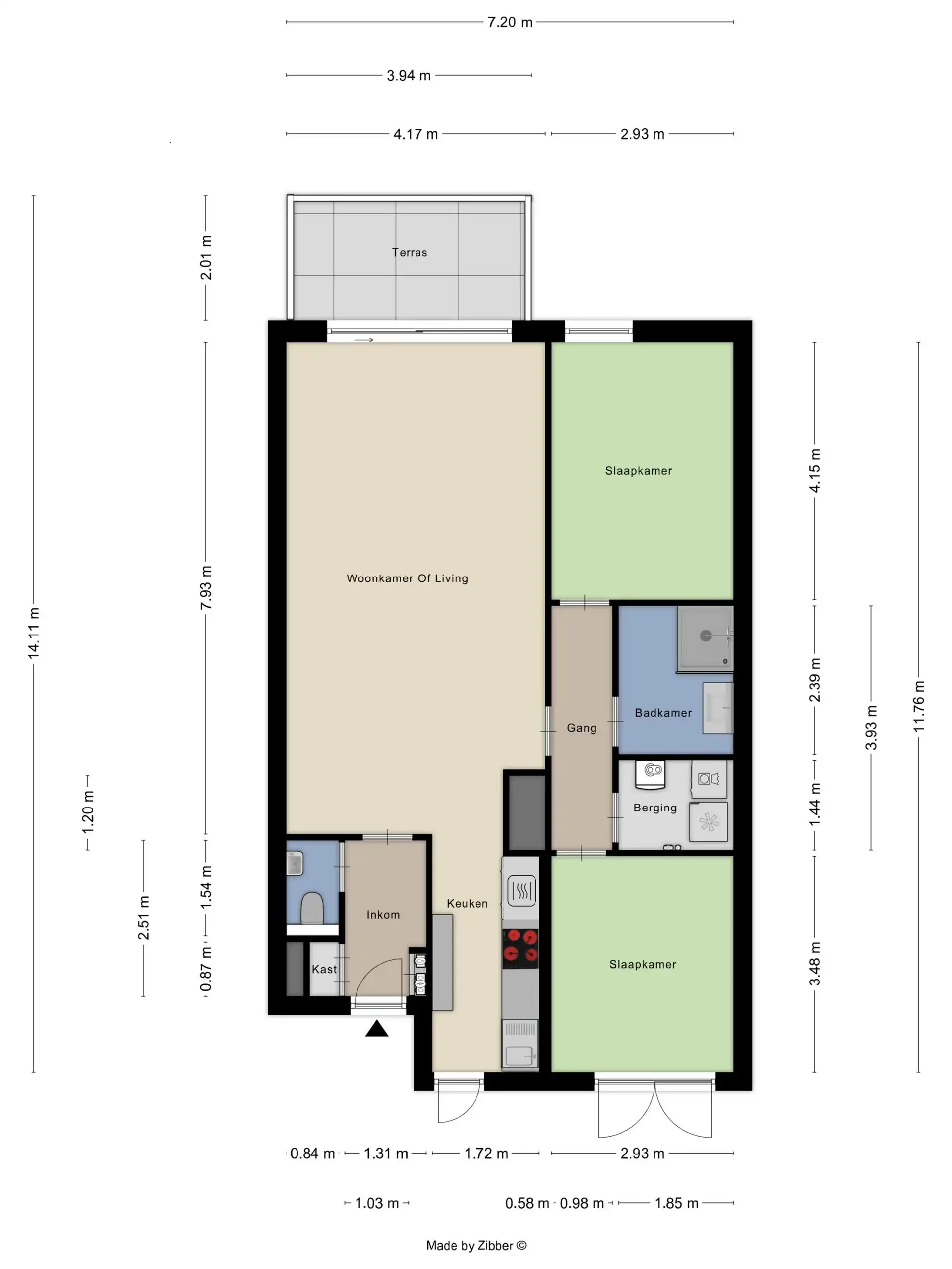 Smaakvol, kwalitatief afgewerkt 2 slaapkamer appartement met terras. foto 21
