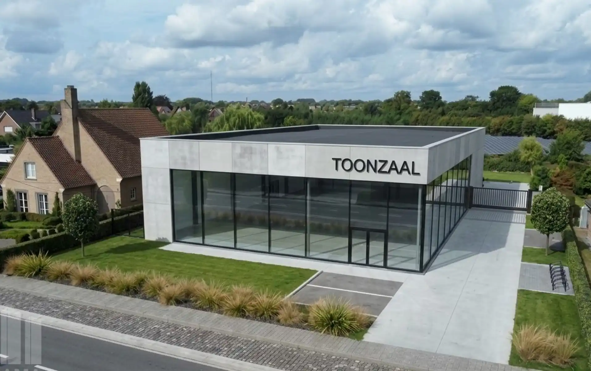 Nieuwbouw Showroom / Handelszaak / Kantoorfunctie te Roeselare. foto {{pictureIndex}}