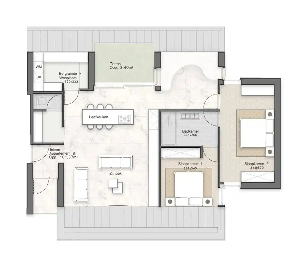 Nieuwappartement met 2 slaapkamers en terras – prijs inclusief 21% BTW foto 24