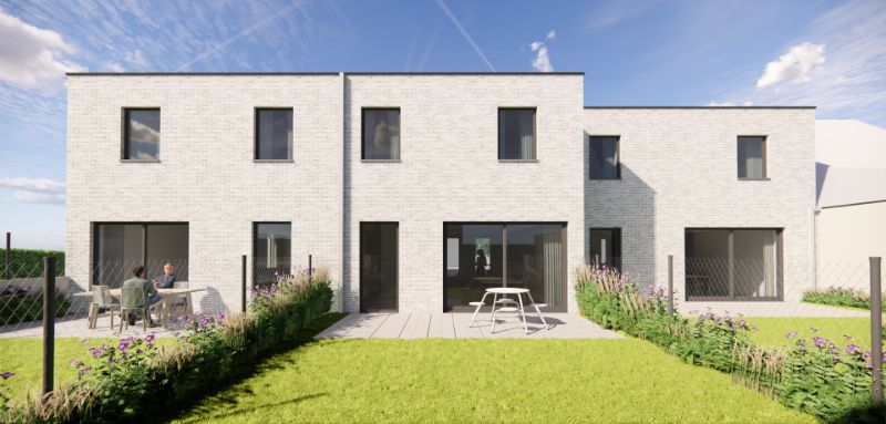 Hooglede: gesloten nieuwbouwwoning met 3 slaapkamers, zuid-gerichte tuin, carport en berging op een perceel van 169 m², centrale ligging foto {{pictureIndex}}