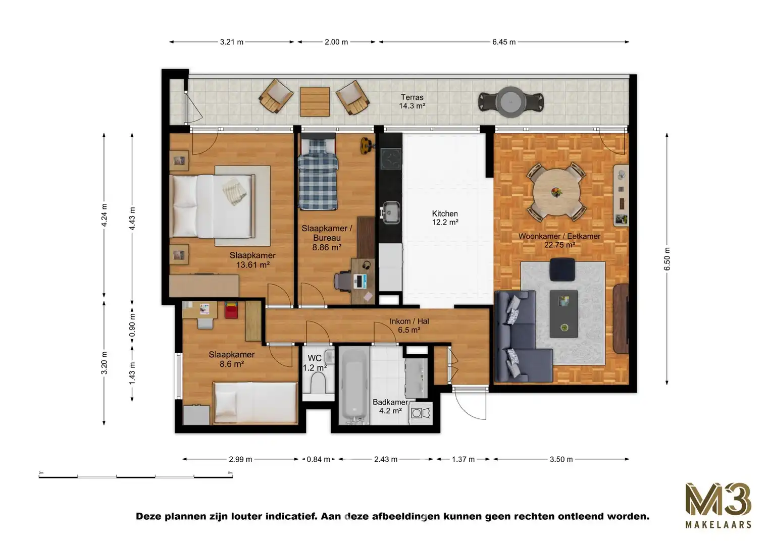 Ruim appartement met 3 slaapkamers en een ruim terras. foto 22