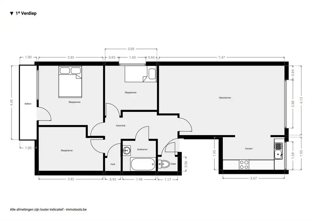 Appartement met 3 slaapkamers en terras foto 16