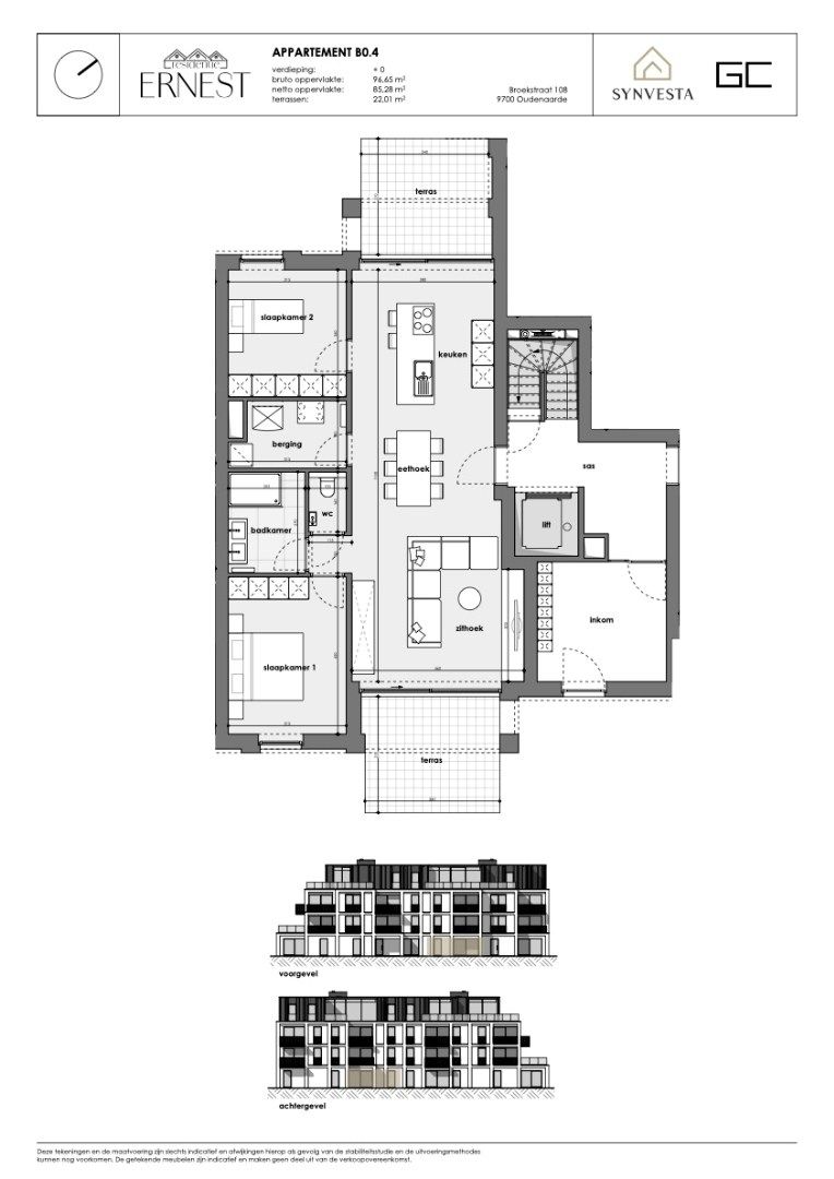 Ruim gelijkvloers 2-slaapkamersappartement met 2 terrassen in nieuwbouwproject Ernest foto 3