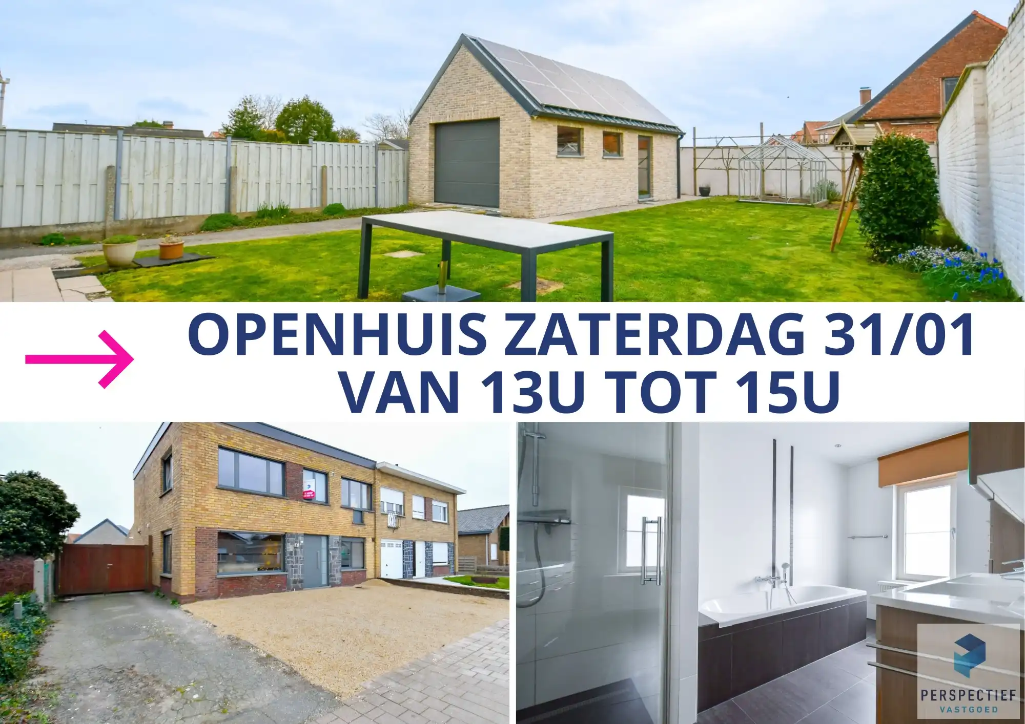 BEZOEKMOMENT ZATERDAG 31/01 VAN 13U TOT 15U | Rustig gelegen ruime halfopen woning met recent bijgebouw/garage op 454m² foto {{pictureIndex}}