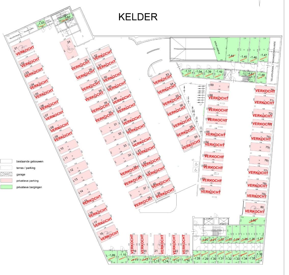 Autostandplaats in ondergrondse parkeerkelder foto 2