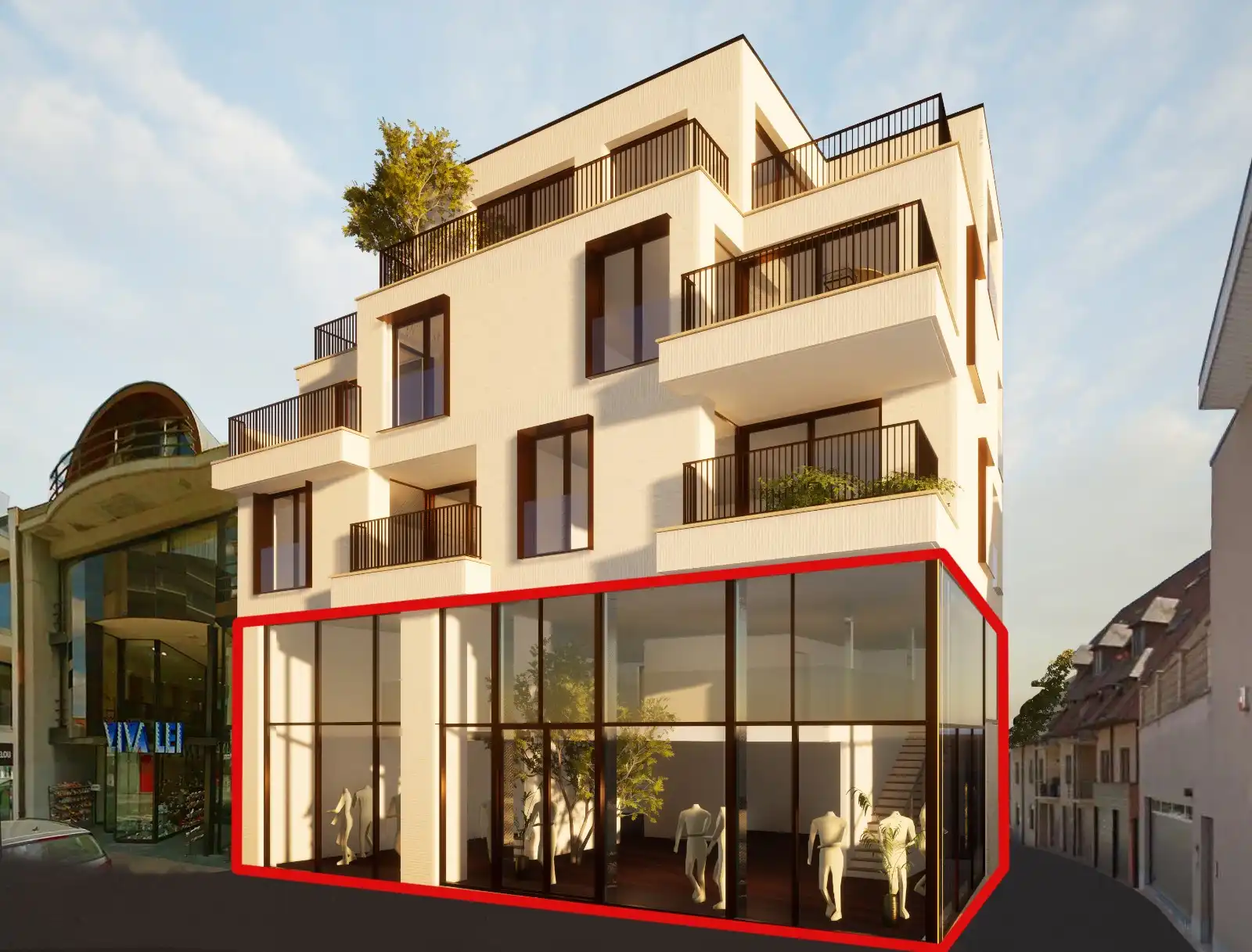 Centraal gelegen gloednieuwe handelsruimte in commercieel hart Waregem foto {{pictureIndex}}