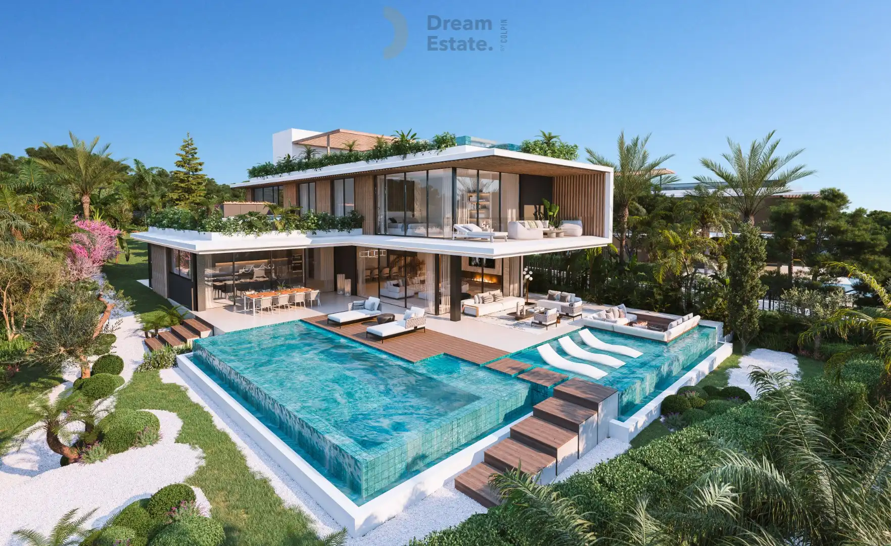 Villa's in het exclusieve Cascade de Camoján, Marbella. foto {{pictureIndex}}