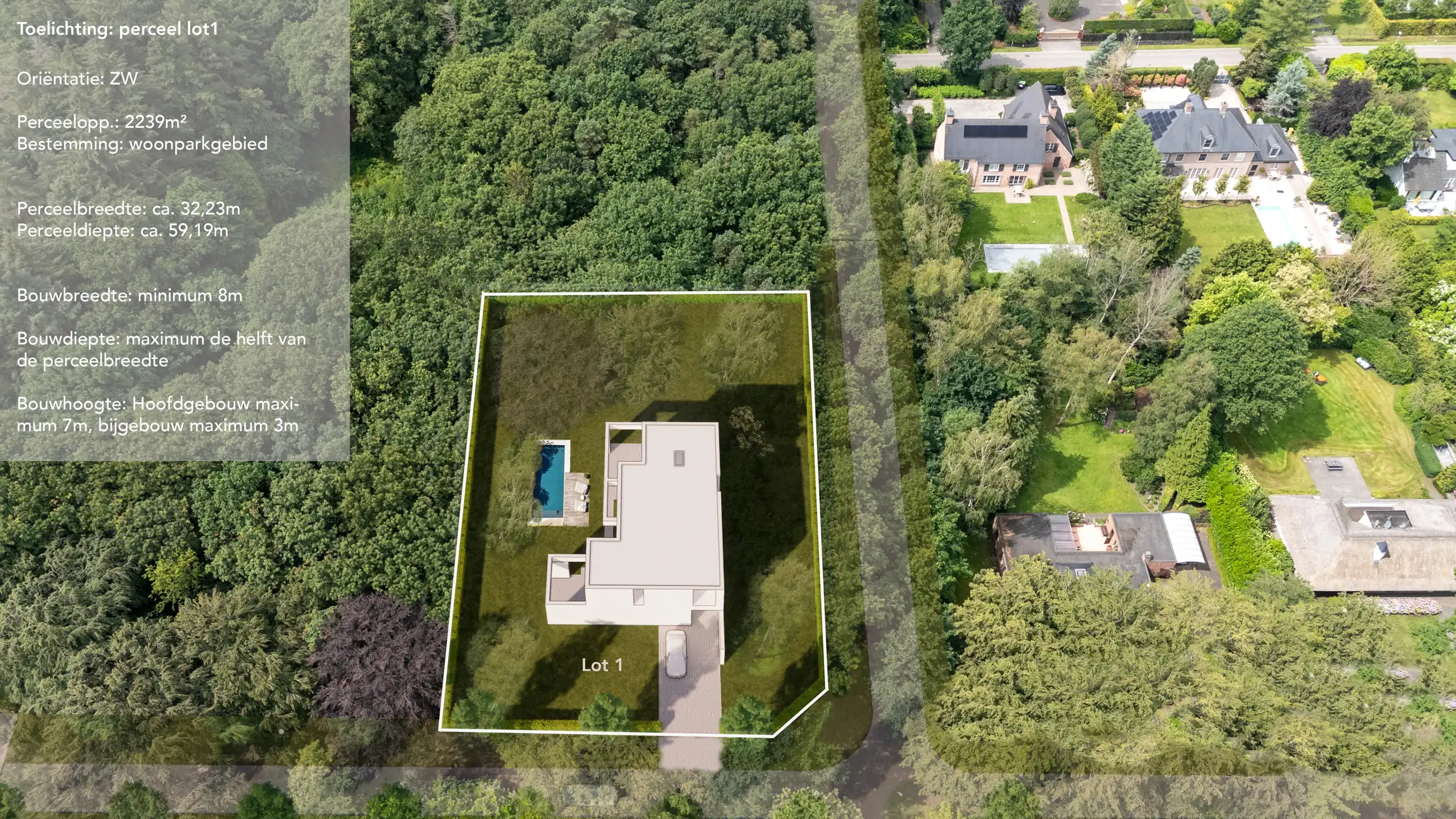 Villaperceel van ca. 2.239 m² met zuidwest-oriëntatie foto {{pictureIndex}}