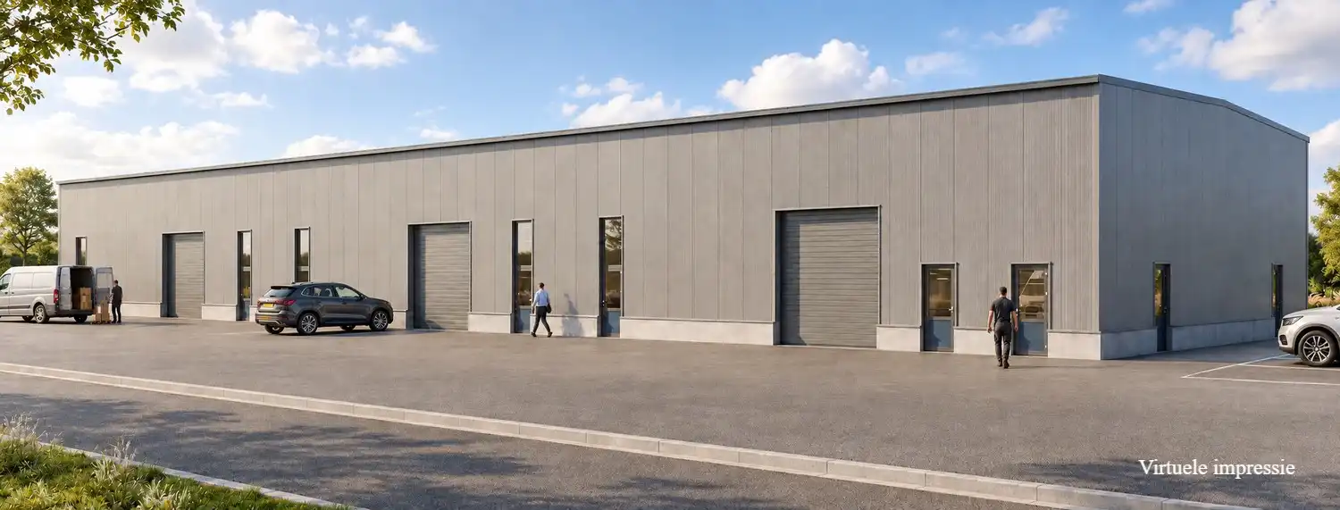 Nieuwbouwloodsen van ca. 400 m² op industrieterrein Europark in Lanaken foto {{pictureIndex}}