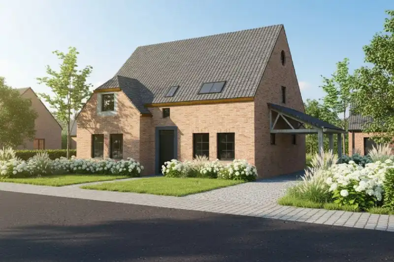 Nieuw te bouwen alleenstaande woning te Oostrozebeke. foto {{pictureIndex}}