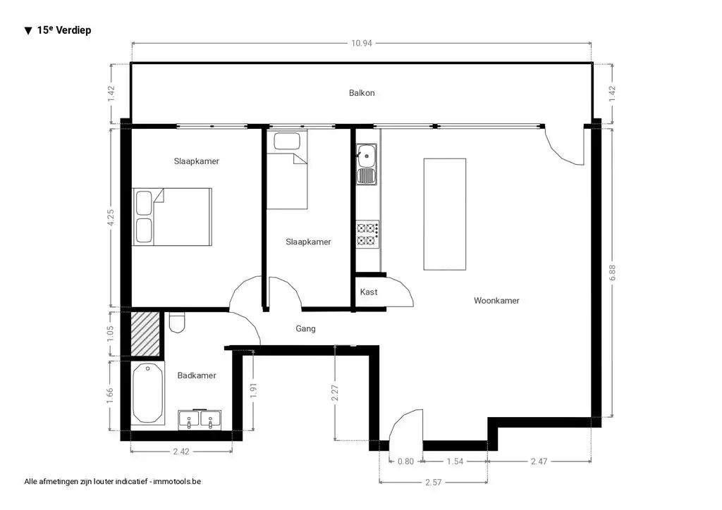 Lichtrijk appartement met 2 slaapkamers en zicht op Vlinderpaleis foto 11