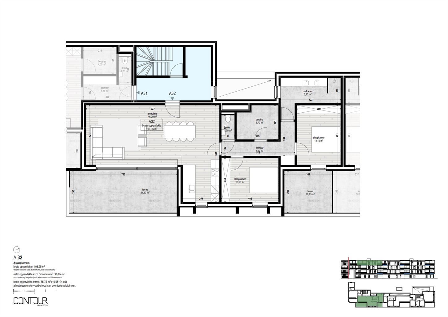 Nieuwbouwappartement op de derde verdieping met 2 slaapkamers en terrassen gelegen in het centrum van Dilsen.  foto 6