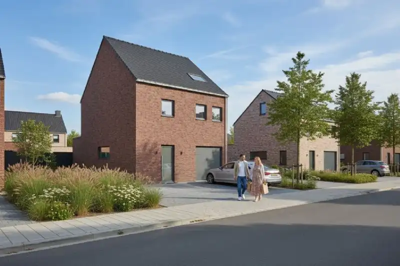Nieuw te bouwen halfopen woning te Adegem. foto {{pictureIndex}}