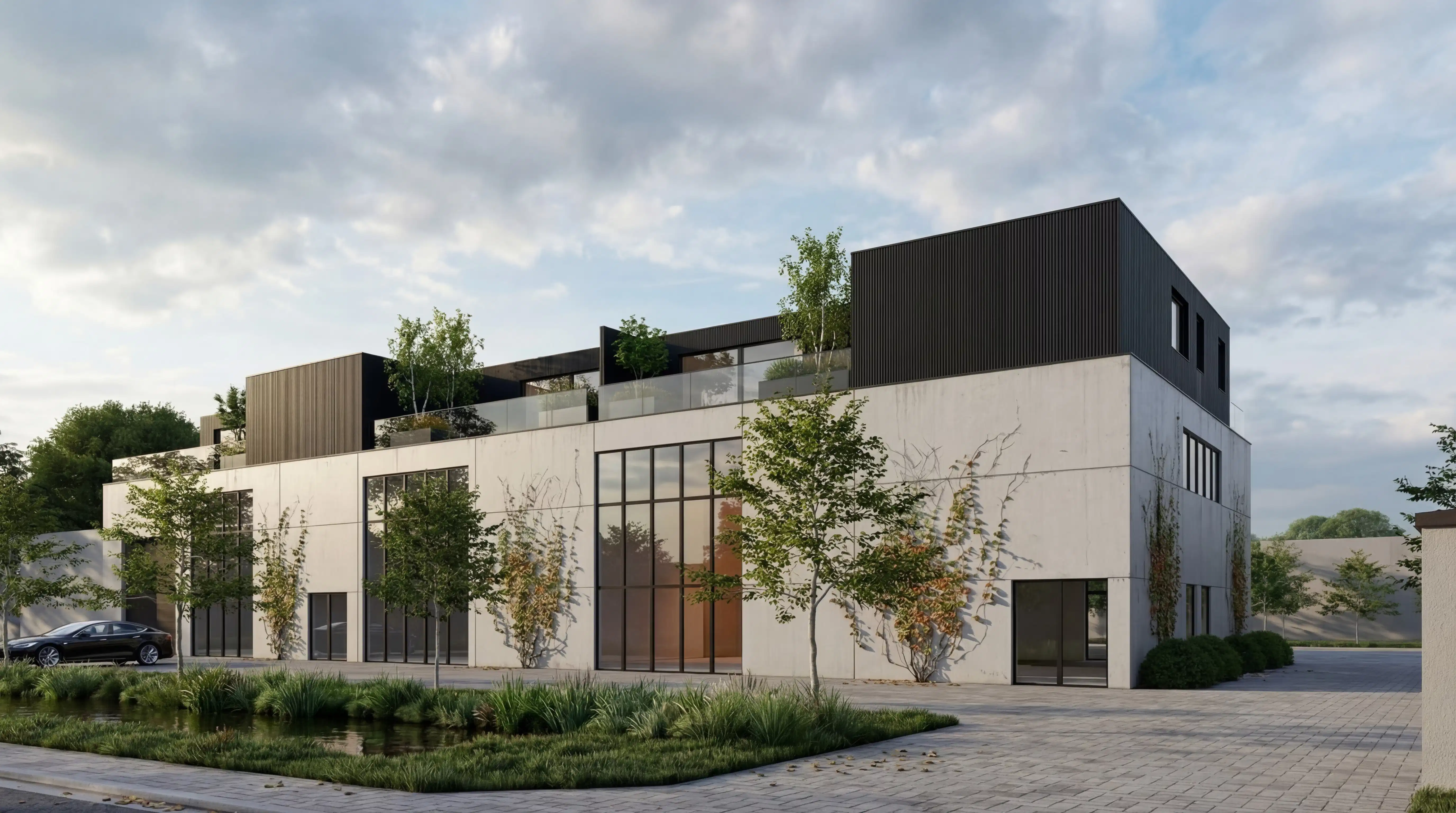 Nieuwbouw bedrijvenpark waar ondernemen en wonen samenkomen. foto {{pictureIndex}}