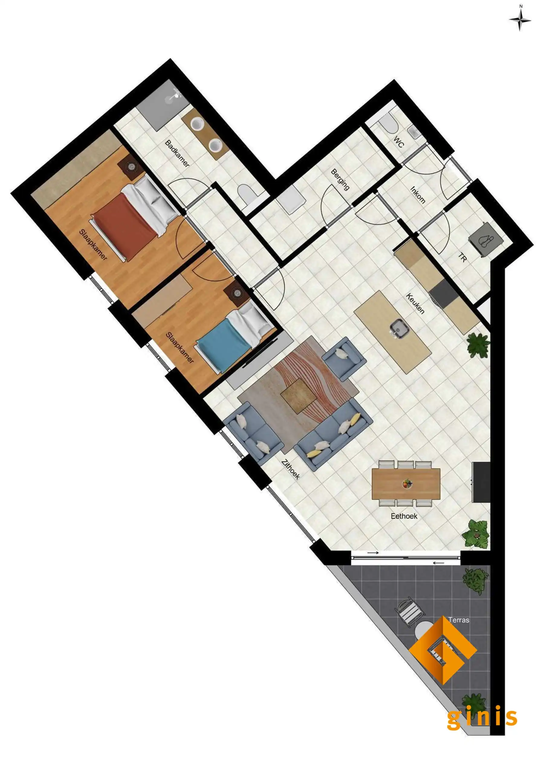 OPEN WERF! Appartement (tweede verdieping)  met 2 slaapkamers en overdekt terras.  foto 10