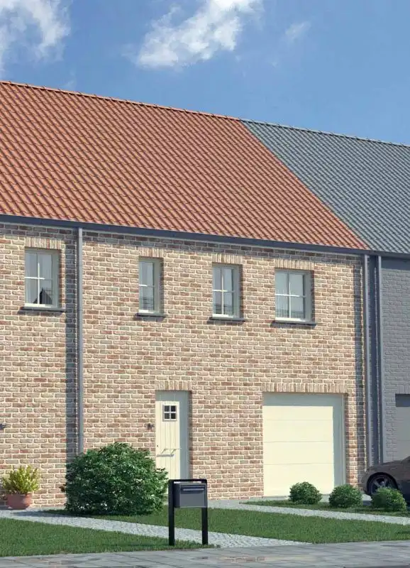 Nieuw te bouwen gesloten woning met vrije keuze van architectuur te Sint-Niklaas. foto {{pictureIndex}}