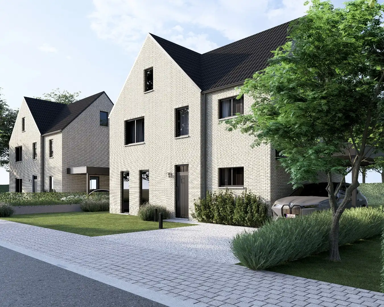 Vrijstaande Bijna Energie Neutrale nieuwbouwwoning op een perceel van 6are op een rustige locatie te Voorshoven, Neeroeteren!  foto {{pictureIndex}}