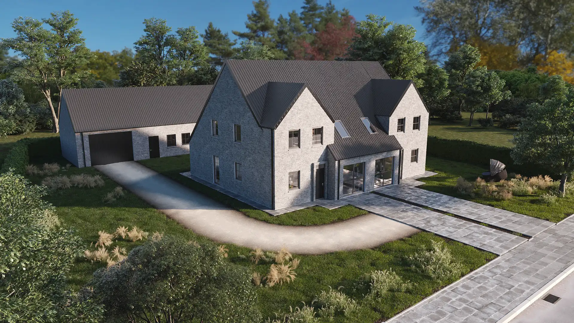 Nieuwbouw halfopen woning met loods op landelijke locatie foto 12