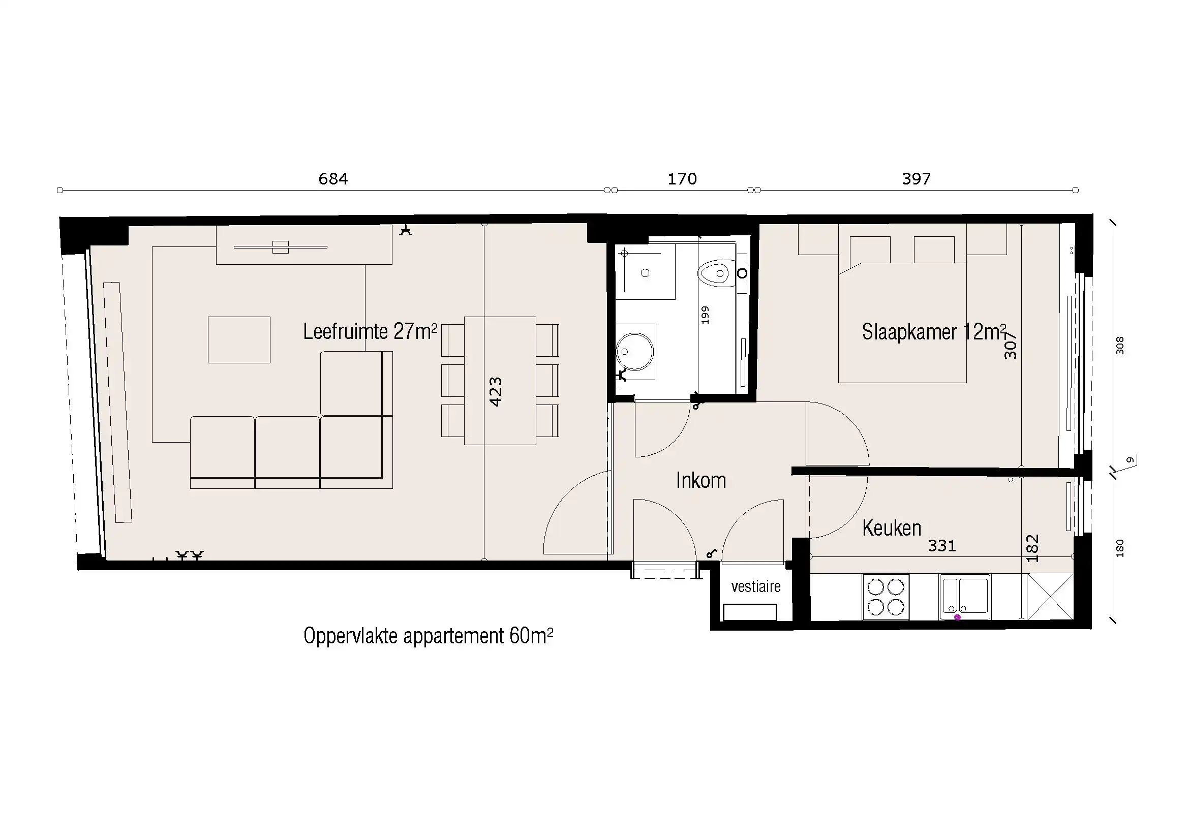 Gelijkvloers-appartement palend aan het Zuidpark foto 9