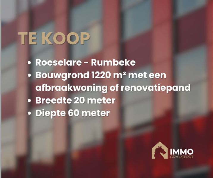 Roeselare/Rumbeke te renoveren  villa op 1220 m² foto 2